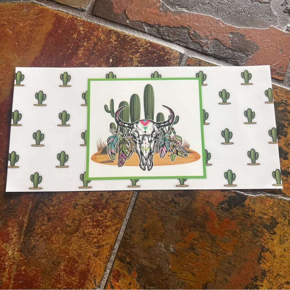 UV DTF sticker: western skull and cactus